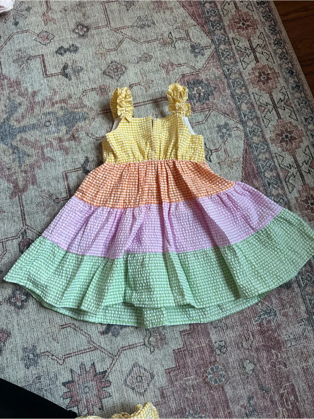 Iris & Ivy Multicolor Tiered Seersucker Dress with Bloomers (24M)